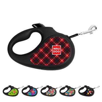Поводок-рулетка для собак WAUDOG R-leash, "Шотландка", XS, светоотражающая лента, черный 8123-0098-01 фото