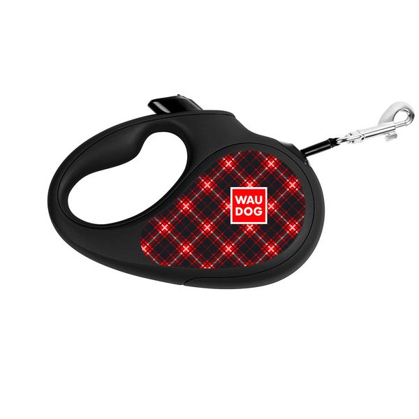 Повідець-рулетка для собак WAUDOG R-leash, "Шотландка", XS, світловідбиваюча стрічка, чорний 8123-0098-01 фото