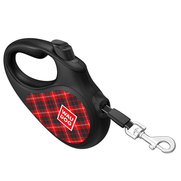 Поводок-рулетка для собак WAUDOG R-leash, "Шотландка", XS, светоотражающая лента, черный 8123-0098-01 фото