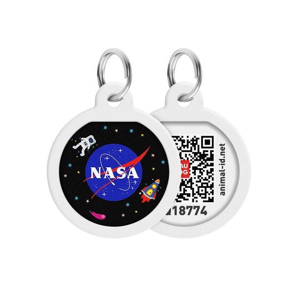 Адресник для собак і котів металевий WAUDOG Smart ID c QR паспортом, "NASA" 0625-0147 фото