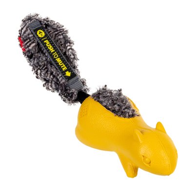 Іграшка для собак Білка з відключеною пищалкою, жовтий GiGwi Push to mute, гума, штучне хутро, 30 см 75010 фото