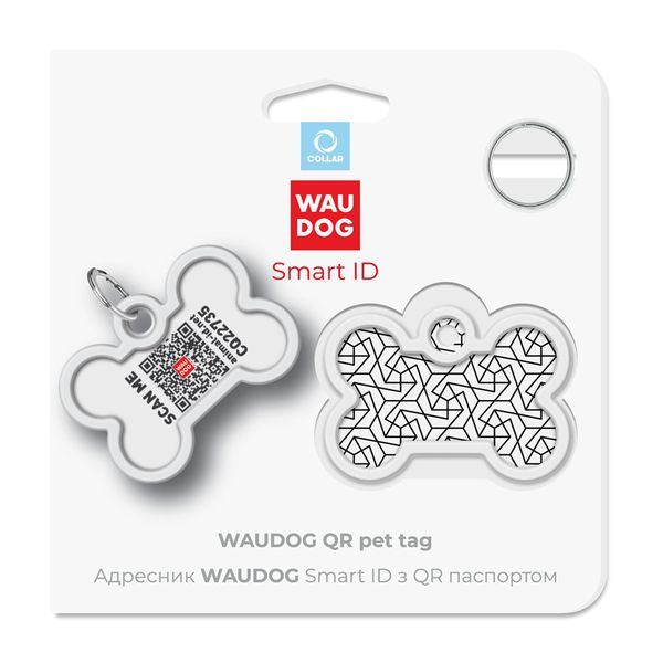 Адресник для собак и котов металлический WAUDOG Smart ID c QR паспортом, "Геометрия" 0640-0202 фото