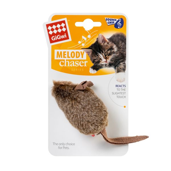 Іграшка для котів Мишка з електронним чіпом GiGwi Melody chaser, штучне хутро, 15 см 75038 фото