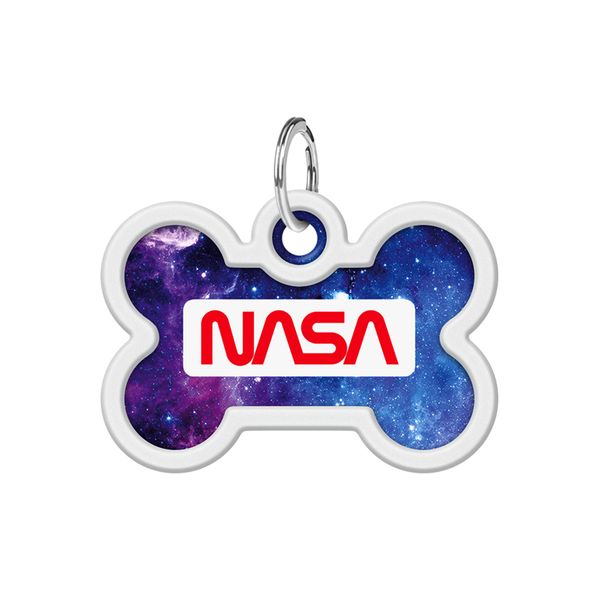 Адресник для собак и котов металлический WAUDOG Smart ID c QR паспортом, "NASA21" 0640-0148 фото
