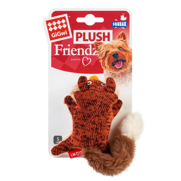Игрушка для собак Лиса с пищалкой GiGwi Plush, текстиль, 9 см 75043 фото