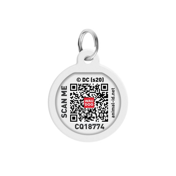 Адресник для собак и кошек металлический WAUDOG Smart ID с QR паспортом, рисунок "Бэтмен лого", круг, Д 25 мм 0625-1006ru-eng фото