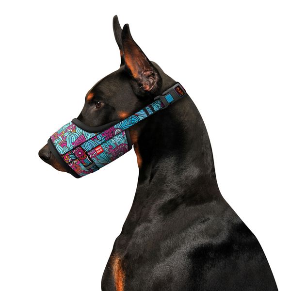 Намордник для собак WAUDOG Nylon, малюнок "Літо", пластиковий фастекс, размер №1, О 14-20 см 5370 фото