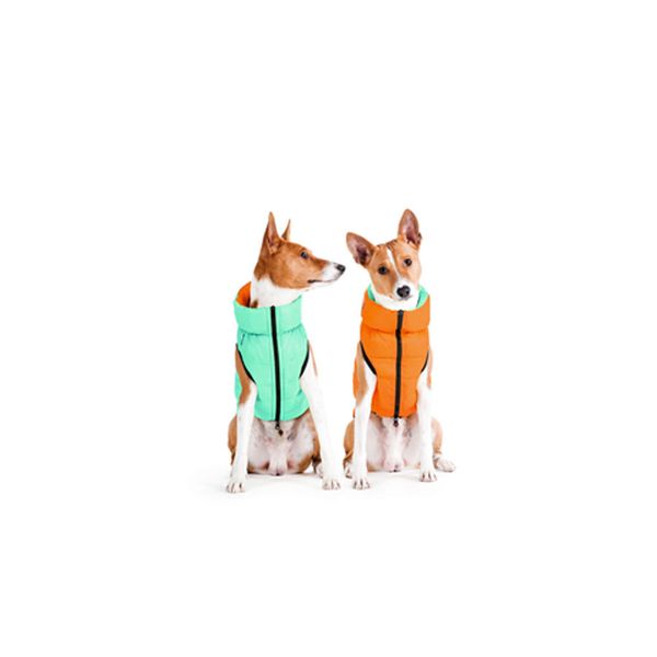 Двусторонняя курточка для собак AiryVest Lumi салатово-оранжевая (светится в темноте) 2112 фото
