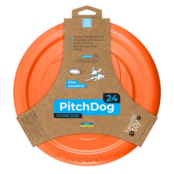 Игровая тарелка для апортировки PitchDog, диаметр 24 см оранжевый 62474 фото