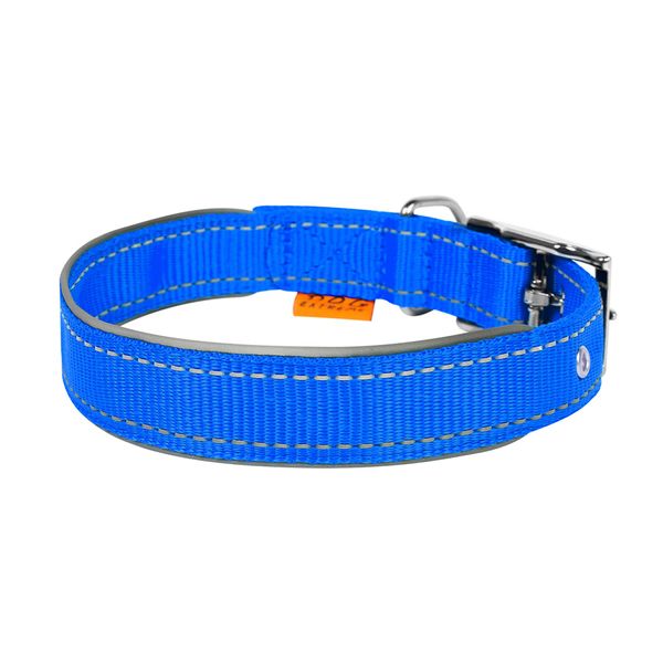 Ошейник для собак "Dog Extremе" нейлоновый двойной со светоотражающей вставкой, голубой 67022 фото