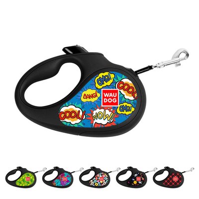 Поводок-рулетка для собак WAUDOG R-leash, "ВАУ", XS, светоотражающая лента, черный 8123-0087-01 фото