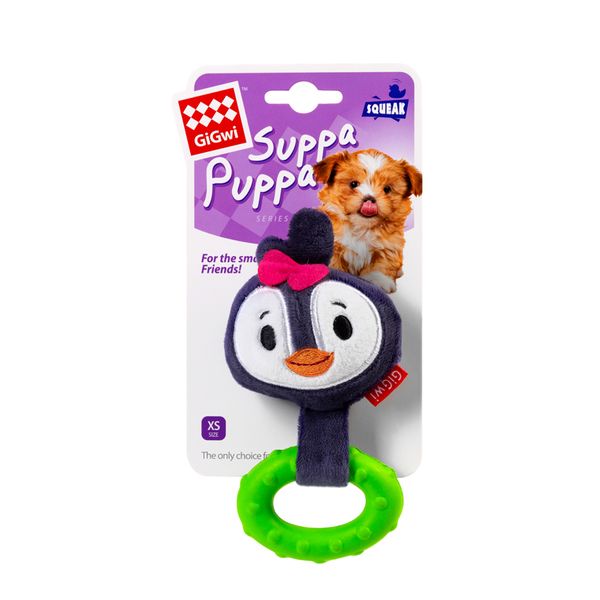 Іграшка для собак Пінгвін з пищалкою GiGwi Suppa Puppa, текстиль/гума, 15 см 75003 фото